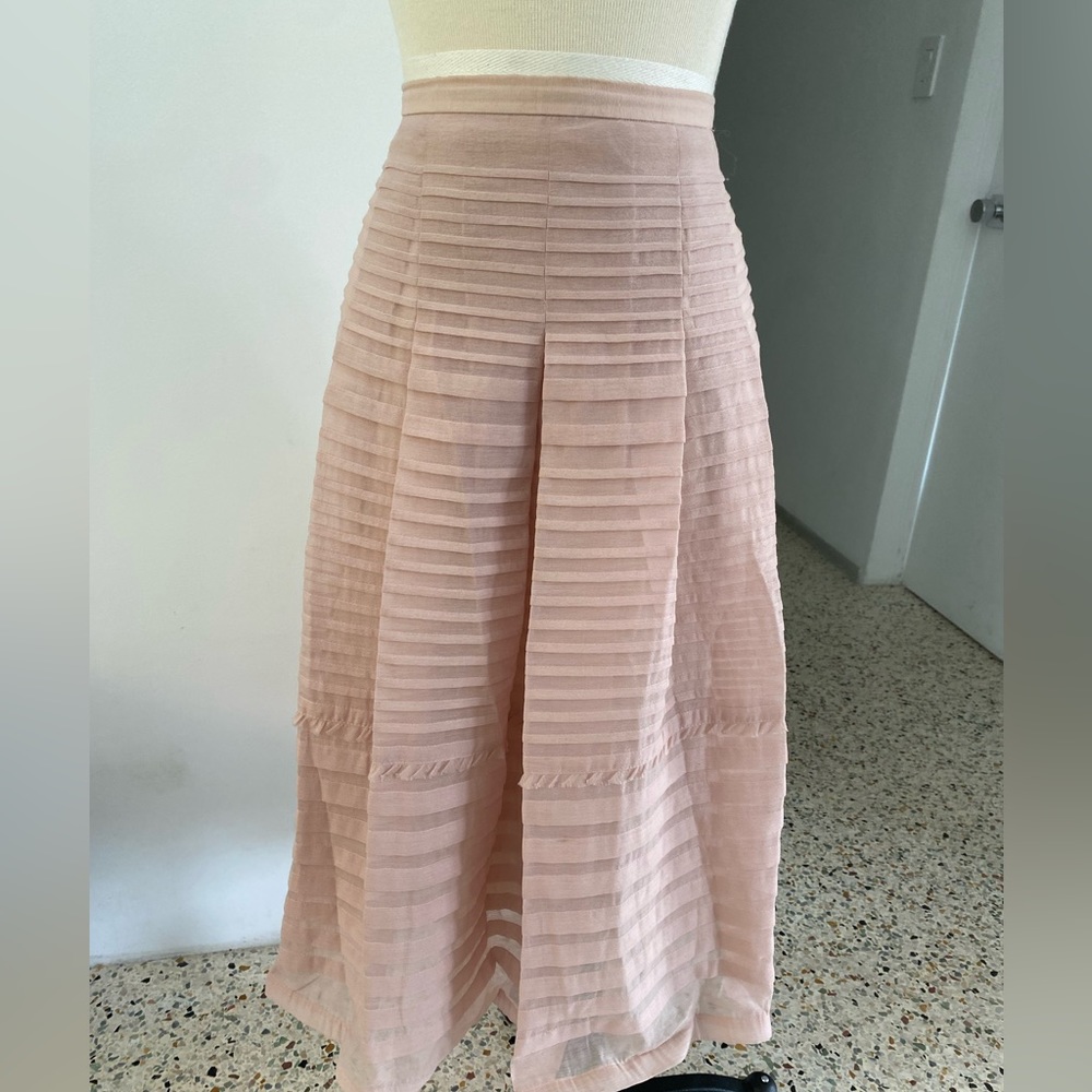 Moulinette Soeurs Anthropologie sz 2 pale pink gauze lined skirt